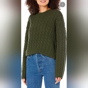 Theory Karenia Cable Knit Wool-Blend Sweater Petite Green